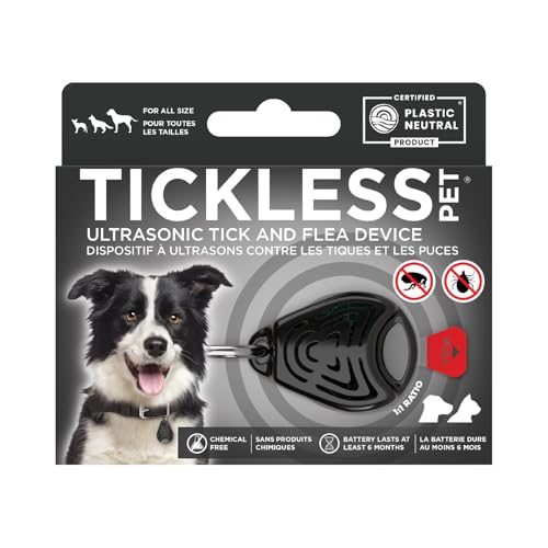 Tickless Pet Ultrasonic Anti Tick Bite and Flea Spread Device Black | Fragrance-Free Protection for Cats and Dogs Lasts 6 Months | On Collar and Harness