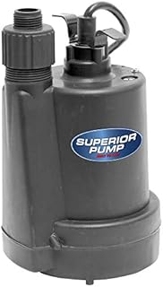 Superior Pump 91250 1/4 HP Thermoplastic Submersible Utility Pump with 10-Foot Cord