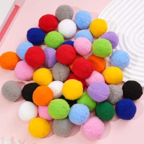 Image of 60Pcs Faux Fur Pom Poms Balls-1.5 Inch Pom Poms DIY Crafts Art School Craft