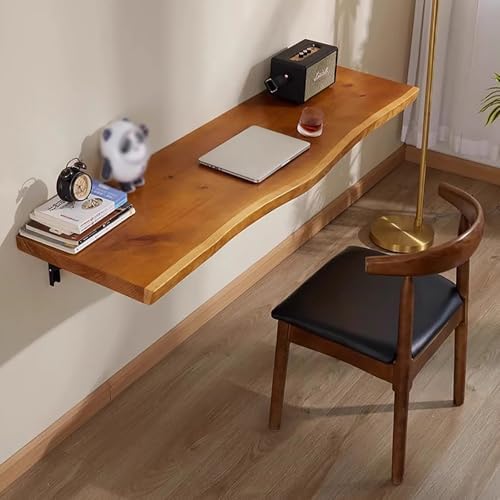 Wall Mounted Folding Bar Table - Rustic Live Edge Drop-Leaf Design, Solid Wood Floating Desk for Small Kitchens & Dining Rooms, Space-Saving Home Furniture
