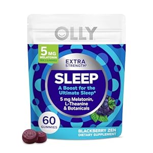 OLLY Extra Strength Sleep, 5 mg Melatonin L-Theanine, Chamomile and Botanicals – 60ct Pouch