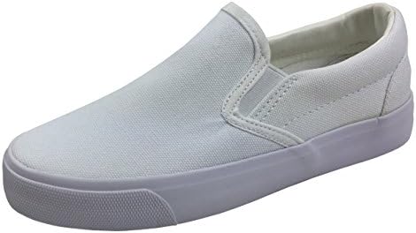 Kids Sport Girls Classic Slip On Canvas Slip On Loafers, White, 11 Little Kid
