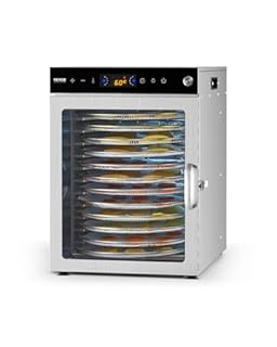 VEVOR Essiccatore con Vassoio Rotante per Alimenti 12 Vassoi in Acciaio Inox, Essiccatore Elettrico per Alimenti 800 W Temperatura Regolabile, Essiccatore a Congelamento per Carne Frutta Verdura