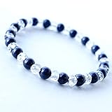 ブルーコーン パワーストーン 天然石 ブルーサファイア 水晶 ブレスレット【直感力を高め 金運・仕事運UPに サファイア＆浄化と魔除けの水晶のブレスレット】サファイア ブルー おしゃれ ユニセックス メンズ レディース (約24cm【内周サイズ】)