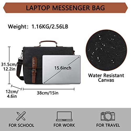 Bolso mensajero RAVUO para hombre negro 15.6 pulgadas miniatura 2