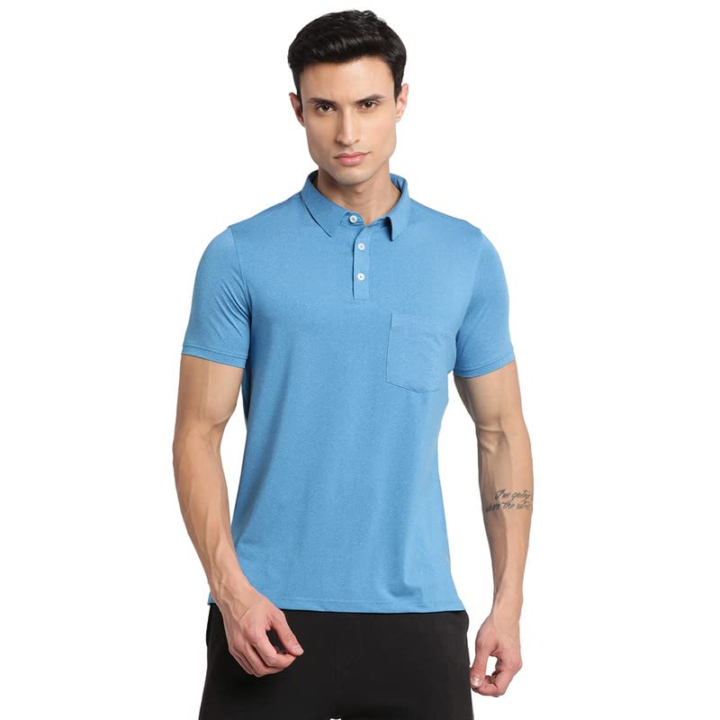 Turtle Men Cotton Blend Blue Solid Polo Neck T-Shirts-picture-12