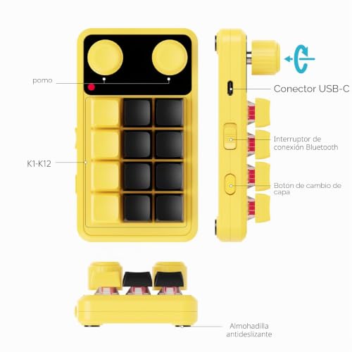 Teclado macro programable USB Bluetooth 2.4G con ajustes de brillo para cadenas de caracteres 6