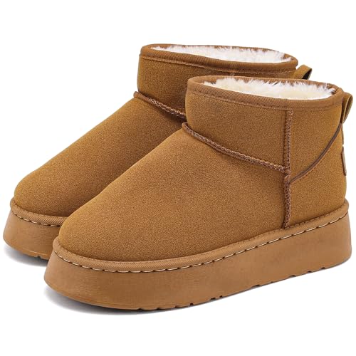 Jifenkla Botas Mujer Invierno, Plataforma Boots Mini-Botas Forradas con Pelo Botines de Impermeables Antideslizantes Zapatos Botas Boot