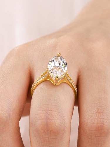 4.5 Carat Marquise Cut Engagement Ring, S925 Sterling Silver Split Shank 5A Cubic Zirconia Simulated Diamond Ring for Women4