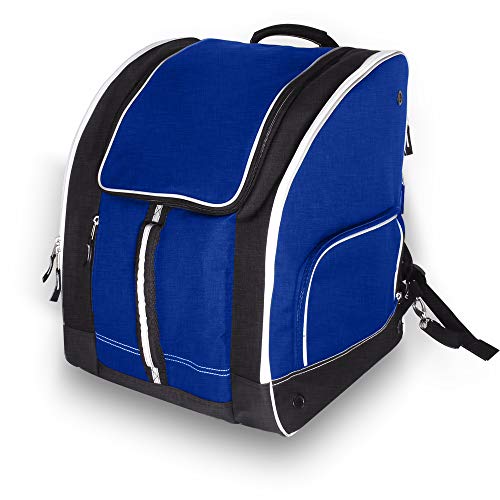 CREPRO Ski Boot Bag - Skiing and Snowboarding Travel Backpack for Storing Boots, Jacket, Helmet, Goggles, Gloves & Accessories | Venting and Grommets for Snow Drainage - for Men, Women (Blue)