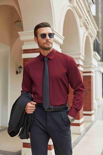 Image of COOFANDY Mens Stretch Dress Shirts Long Sleeve Button Down Shirt Regular Fit Formal Business Shirts