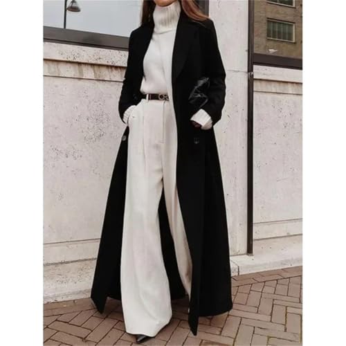 Women's Long Trench Coat Loose Thickened Long Sleeve Lapel Buttons Warm Jackets Overcoat2