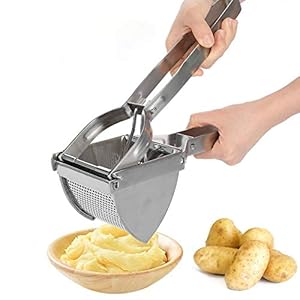 Aardappelpers Ricer, RVS Aardappelpuree Vlees Chopper Mincer Crusher Helper in de keuken, 28 x 8 x 10.5cm Zilver