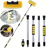 60' Car Wash Brush with Long Handle,Flow-Thru Soft Bristle Car Washing Brush with Extendable Handle and Hose Attachment for Car, RV, SUV, Truck