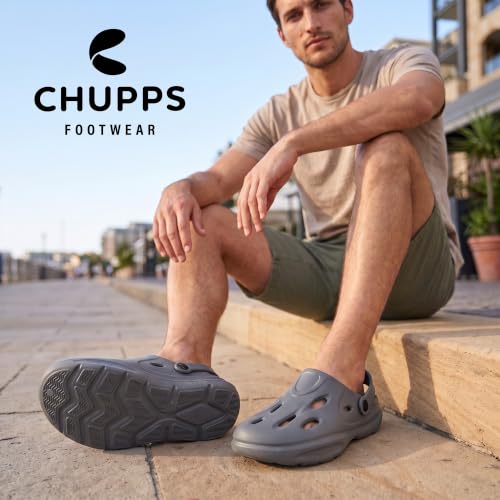 Image of CHUPPS Gator Clogs for Men | Lightweight EVA Clogs | Anti-Slip Sole | Cushioned Footbed | Breathable Ventilation | Adjustable Back Strap | Waterproof Casual Garden Clogs for Men