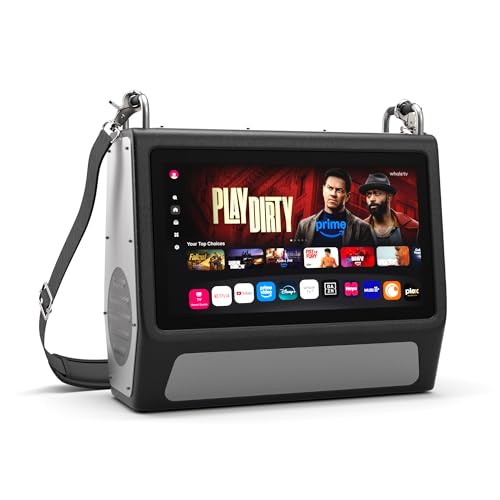 Viewzio Portable TV Entertainment System, 15.6" 1080p Display, Smart TV and Google Play, 60W Audio | Up to 12 Hours Playback | HDMI Built-in Battery for Outdoor, Camping, Travel (Inches, 15.6)