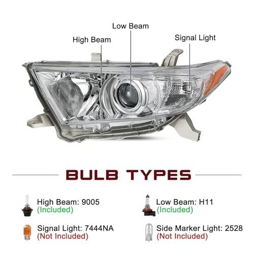 Image of JSBOYAT Halogen Headlight Assembly Fits for 2011-2013 Toyota Highlander