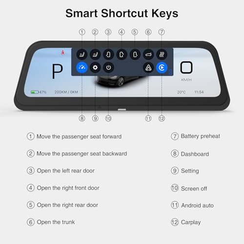 AAMHHM HUD für Tesla Model Y (2019-24) & Model 3 (2017-23): 9,66 blendfrei, Blind Spot-Warnung, Farbige Fahrspurführung/Dynamic Light Effect, Wireless CarPlay/Android Auto, Daten-Sync