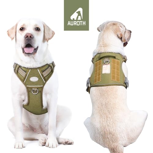 Image of AUROTH Tactical Dog Harness for Large Dogs No Pull Adjustable Pet Harness Reflective K9 Working Training Easy Control Pet Vest Military Service Dog Harnesses