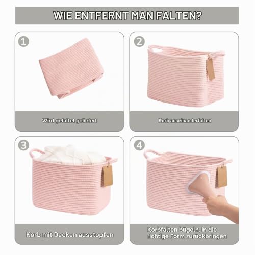 TIMEYARD Aufbewahrungskorb Baumwolle Kinderzimmer Organizer Rosa – Ansicht 7