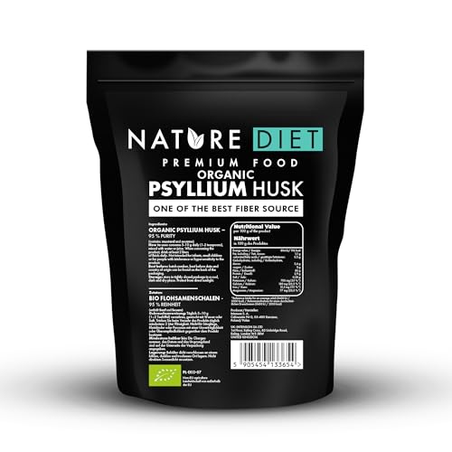 Nature Diet Bucce di Psillio BIO | 900 g | 95% Purezza | Alto Contenuto di Fibre | Vegano & Senza Glutine | Certificato Biologico UE | di Nature Diet