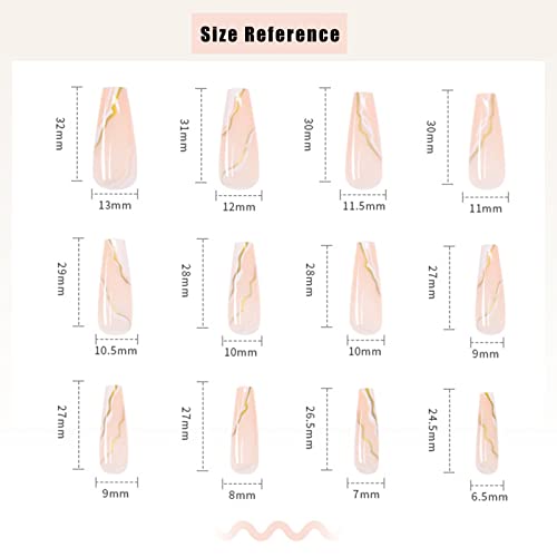 Rodaky Coffin Press On Nails With Design Long Acrylic False Nails Tips Ballerina Prom Fake Stick On Nails Arts Decoration For Women And Teen Girls (Marble Pink) #TOP2