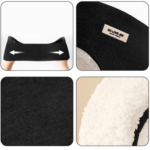 BSITSSS Ohrenwärmer Herren Damen, Winter Ohrenschützer, Schwarz Stirnband Ohrenschutz, Warmes Earmuffs, Moden Ear Warmers für Laufen, Yoga, Skifahren, Reiten, Fahrrad, Ohrabdeckung