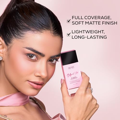 Image of RENEE Bollywood Filter Blurring Liquid Foundation- Cocoa Cloud |Blurs Pores & Blemishes, Full Coverage, Matte Finish | Hydrates & Evens Skin Tone | With Niacinamide & Hyaluronic acid | 30ml