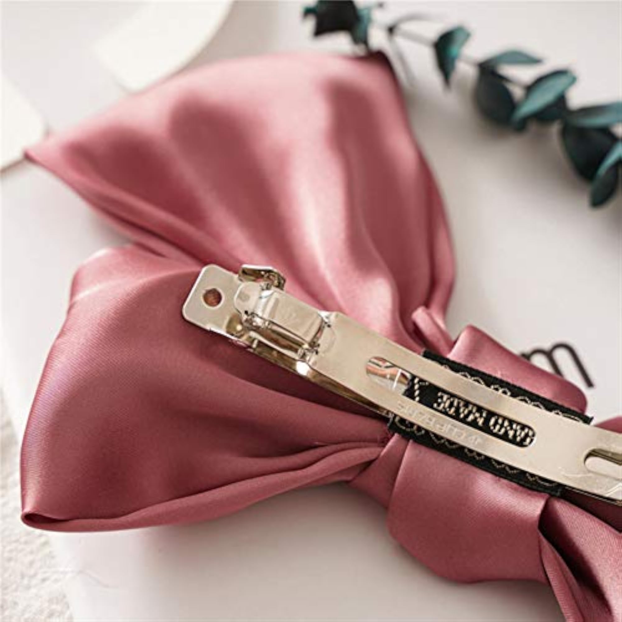 Set Of 6 Large Satin Silk Hair Bow Clips