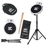 EX Electronic Practice Drum Pad Set, 2-in-1 Digital Practice Pad with [LCD Metronome] [Stand, Bag and Drumsticks] Rubber Portable Drum Pad Training Set for Beginners, Pros