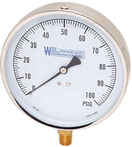 Weksler EA14-H Contrator's Pressure Gauge, 30" to 0" Hg, 1/4" NPT(M)