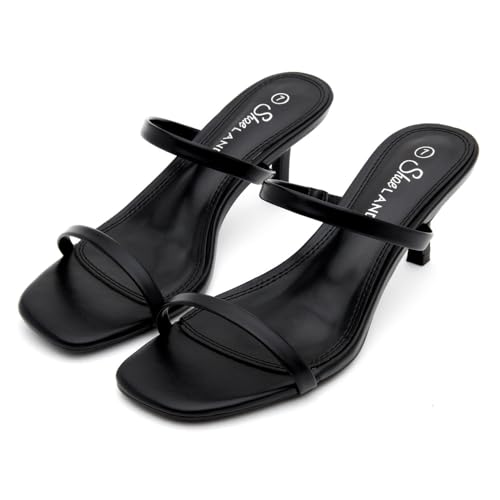 Shoe Land Kitten Heels for Women – Low Heels, Slip-On Open Toe Heeled Mules with 2 Straps, Dressy Short Heeled Sandals for Wedding, Party & Office | Trendy 2025 6
