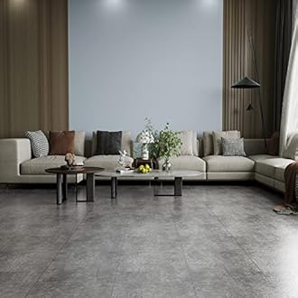 VEELIKE 12 Pack Peel and Stick Floor Tiles 12''x12'' Grey Concrete Look Vinyl Waterproof Self Adhesive Removable Stick On Tiles for Bathroom, Kitchen, Bedroom, Living Room