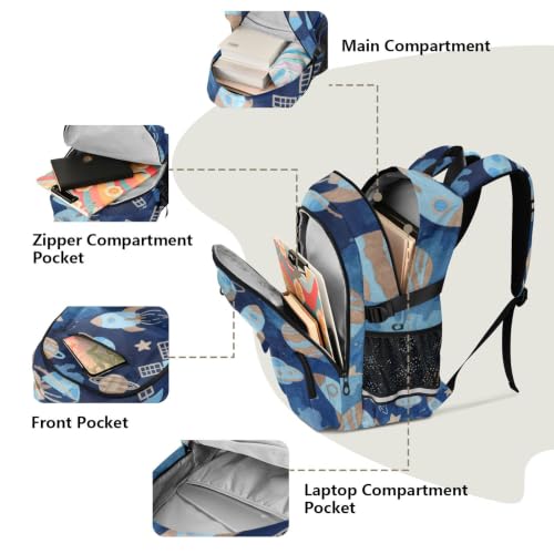 Mochilas de viaje azules con planeta de 17.5 pulgadas para estudiantes y negocios 5