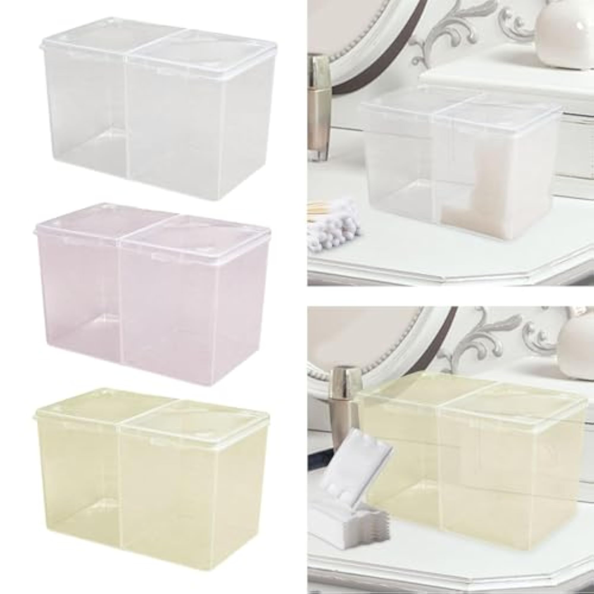 Cotton Ball Holder Storage Canister for Bathroom Shelves