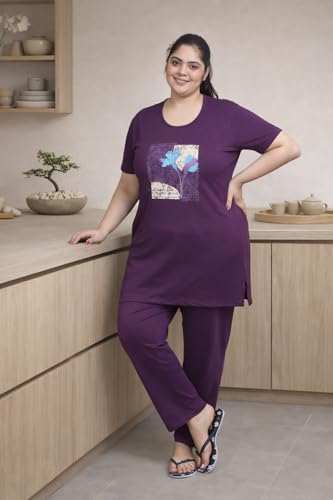 Image of RYSH Women's Printed Cotton Plus Size Longline T-Shirt with Pockets | Cotton fabric - soft longline T-shirt with easy plus-size fit