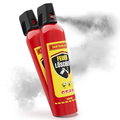 Feuerlöscher Haushalt 2er Set - 750ml - für mehr Sicherheit im Alltag - Idealer Fettbrandlöscher für die Küche - Perfekt geeignet als Mini Feuerlöscher Auto - Löschspray sofort & sicher einsatzbereit