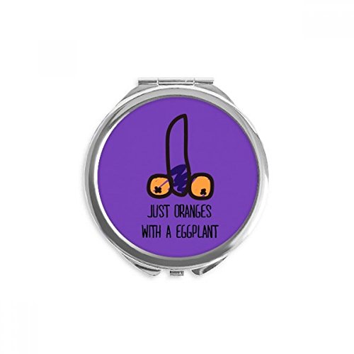 Miroir de poche maquillage portable rond dessin orange aubergine multicolore 2.6"