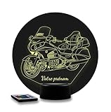 JNB-Maker Lampe 3D Honda Goldwing 1800 Personnalisable – Veilleuse LED 16 Couleurs avec Télécommande – Gravure Laser Haute Précision – Décoration Garage & Passion Moto – Fabriqué en France