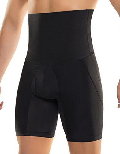 Bslingerieu00ae Mens Slimming Shapewear High Waisted Underwear Control Knickers Briefs (XXL, Black Thigh Shaper)