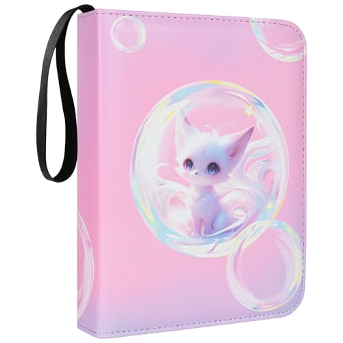 Classeur Carte, Porte Carte à Collectionner Capacité de 50 Pages 400 Cartes, Livre Rangement Cartes, Pochette Carte Jeu, Range Livre Cartes, Album Carte Imperméable avec Fermeture éclair, Rose