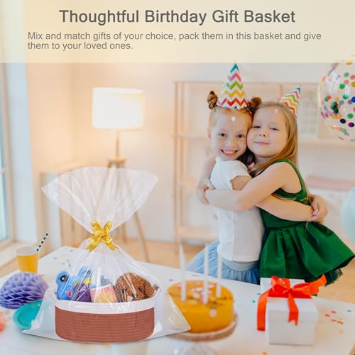 Image of Small Empty Gift Basket with Bag & Ribbons, White&Autumn Glaze