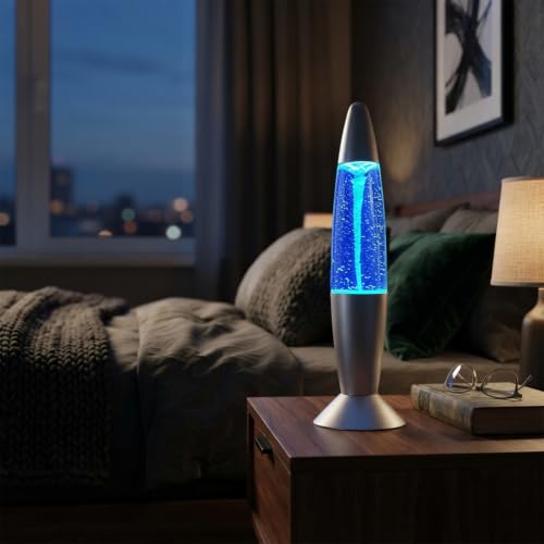 Image of KARP LED Motion Lamp with Multicolor Glitter Effect |USB & Battery Slot(Batteries Not Included)|Relaxing Decorative Night Lamp for Home, Office & Gifts (13.5 Inch Rocket Shap Lamp)