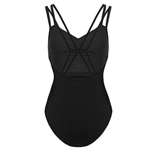 Inhzoy - Maillot de ballet para mujer con tirantes de espaguetis y espalda cruzada Negro Negro ( M