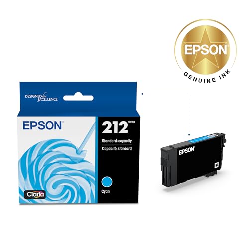 Image of Epson 212 Genuine Ink Standard Capacity Cyan Cartridge T212220 | Works With WorkForce WF-2830 WF-2850 Expression XP-4100 XP-4105 Inkjet Printers