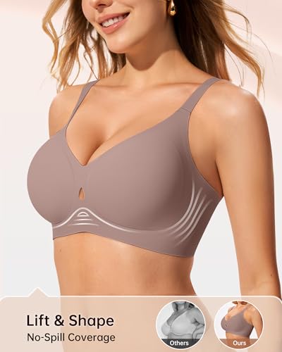 LetsJoli Wireless Bras for Women No Underwire Seamless Push Up Full Coverage Supportive Bralettes Fall Fashion Must Haves(Gray 2XL) - Image 3