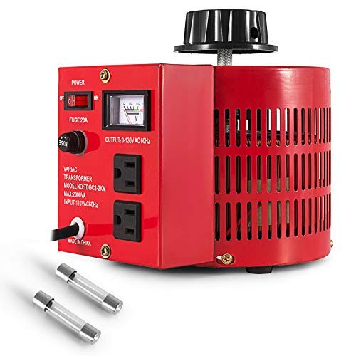 uyoyous 2000W Variable Transformer 0-130V Output ac Variable Voltage Converter Transformer 20Amp ac Variable Voltage autotransformer Regulator for Industries Equipment Appliances