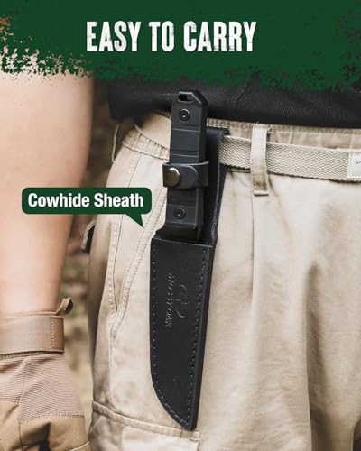 Image of Mossy Oak 10 Inch Fixed Blade Hunting Knife, 14C28N Full Tang Tanto Hunting Knife with Sheath for Survival, Camping, Hiking, Tactical Use