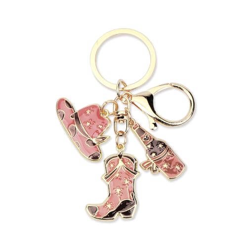 Western Cowboy Hat Boot Keychain Unique Creative Keyring for Students Car Keys and Backpack Perfect as Womens Gifts Birthday Presents for Mum Sentimental Souvenirs for Friends and Couples