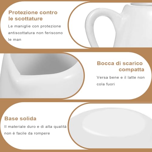 Miniatura 4 de Latrat Juego De 2 Jarras De Leche De Cerámica Con Asa, Pequeñas Jarras De Café, Leche, Salsa De Cocina, Jarra Pequeña De Café, Leche 100 Ml